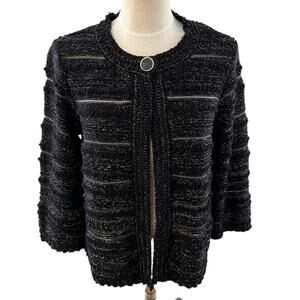 JM Collection black and silver tweed textured blazer M